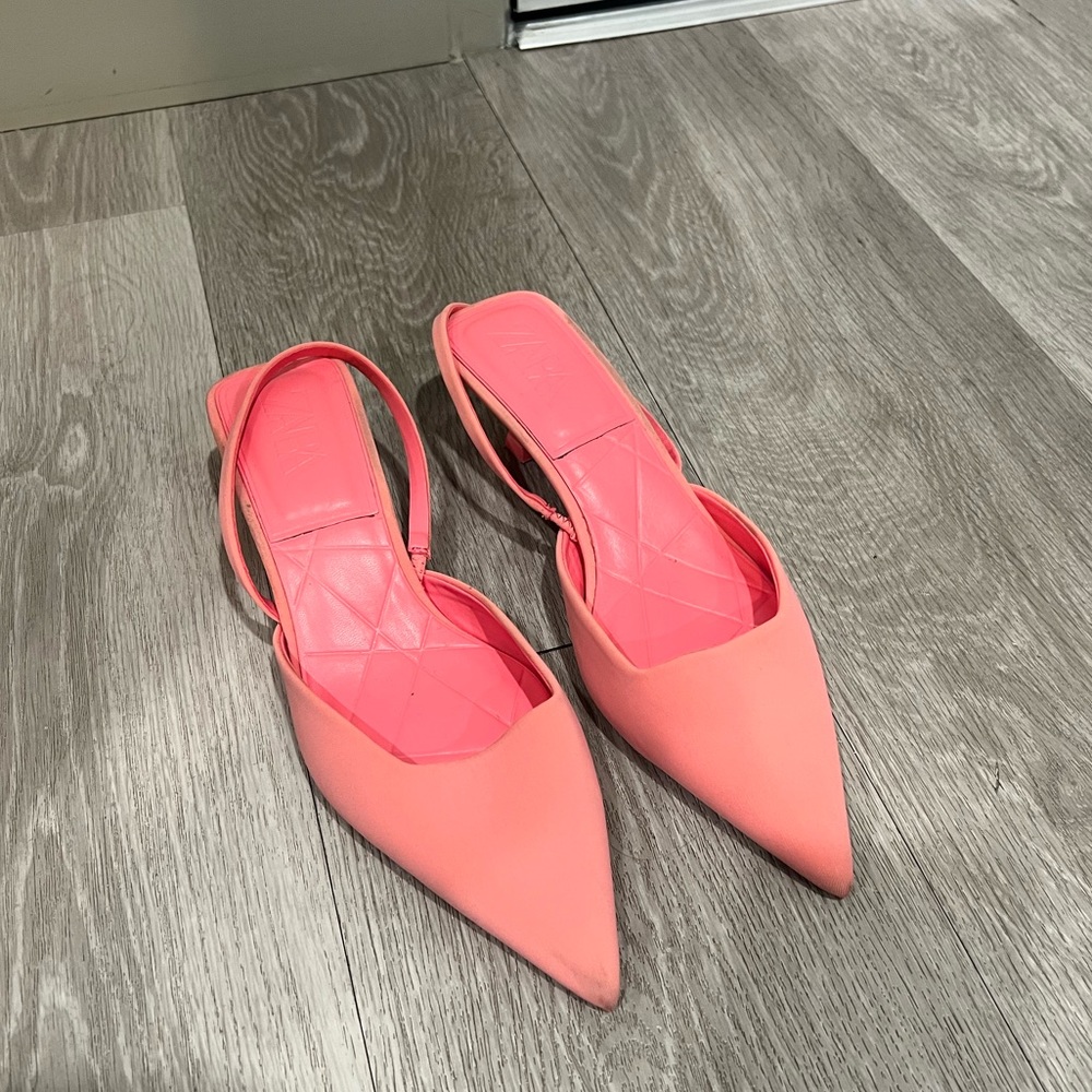 Zara Pink Slingback Heels Kiteen